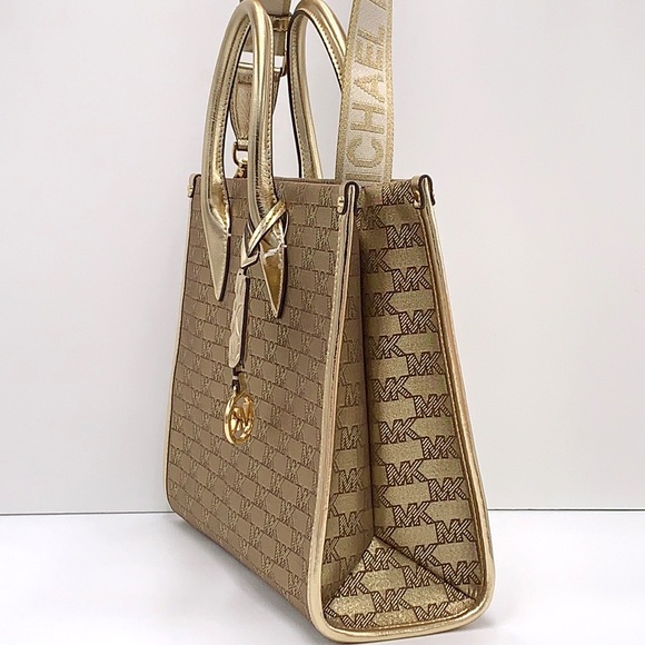Michael Kors Medium Mirella EW Tote Bag Crossbody Shoulder Handbag PALE GOLD - Picture 11 of 16